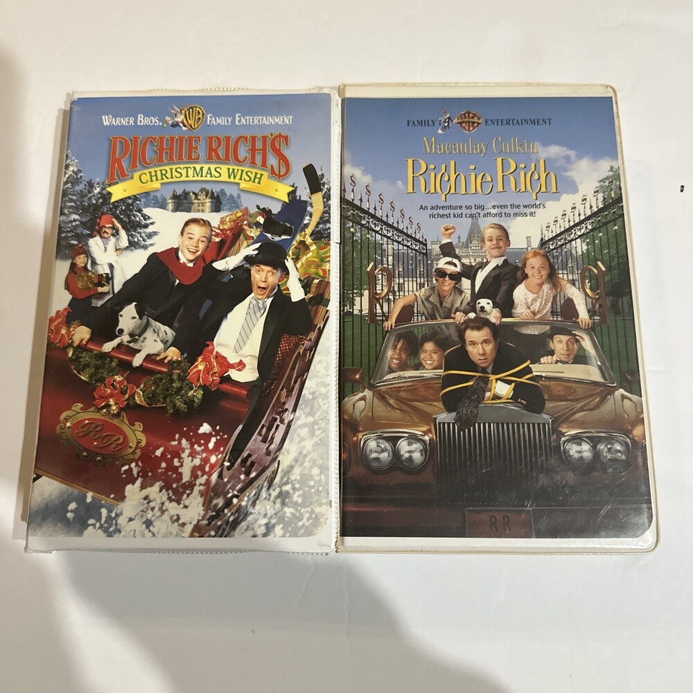 Richie Rich 2 VHS Lot! Richie Rich’s Christmas Wish  (VHS, 1998, Clamshell) 2VHS